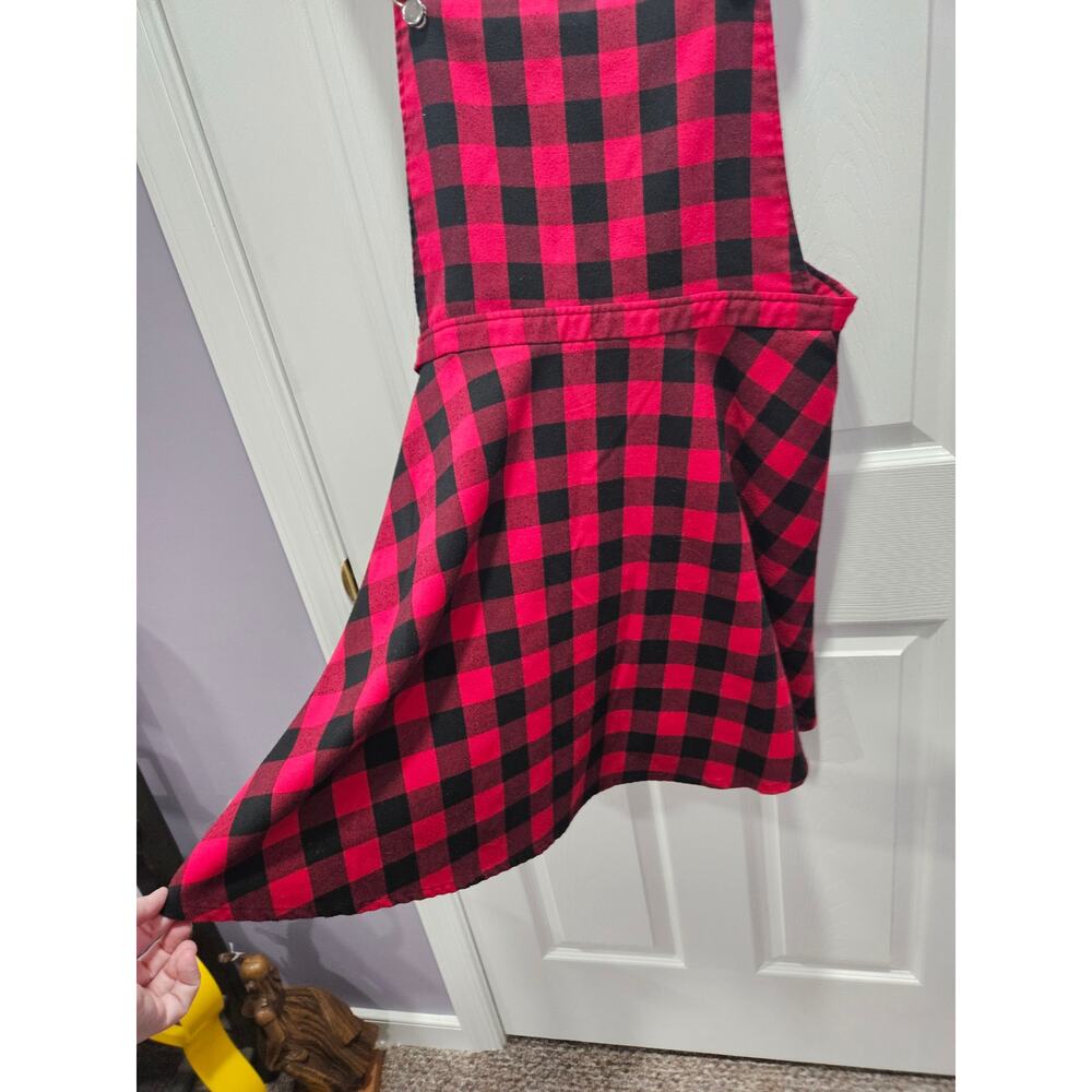 Vintage Hot Topic Red Black Plaid Pleated Skirtall Overall Bib Dress Plus 2x - Picture 2 of 7
